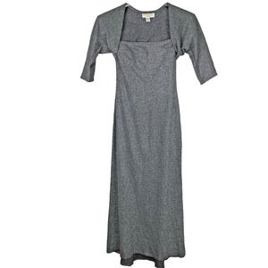 Jessica McClintock Gunne Sax Strapless Gown and Shrug Size 7 Silver Metallic